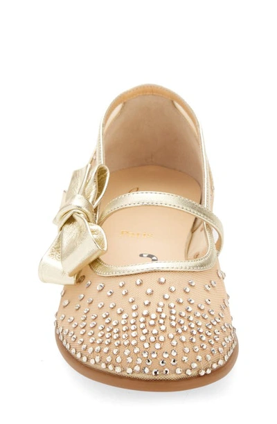 Shop Christian Louboutin Melodie Crystal Embellished Mary Jane Flat In Version Platine