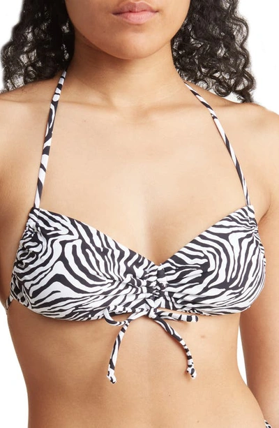 Shop Vyb Tommie Zebra Stripe Bandeau Bikini Top In Black