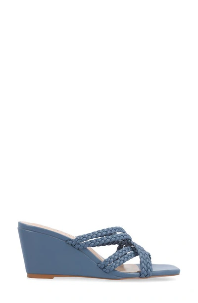 Shop Journee Collection Baylen Braided Strappy Wedge Sandal In Blue