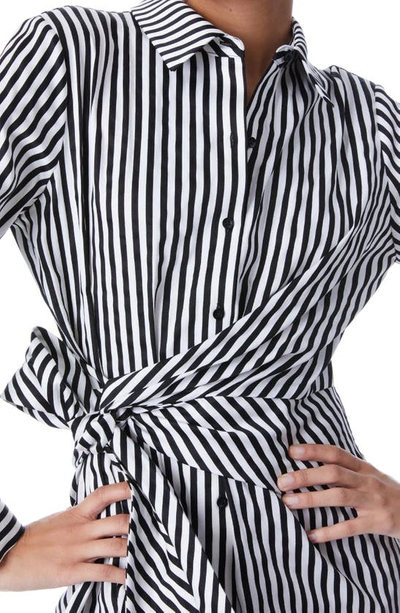 Shop Alice And Olivia Reina Stripe Long Sleeve Stretch Cotton Shirtdress In Joy Stripe