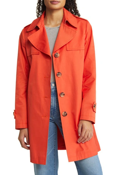 Shop Sam Edelman Water Repellent Cotton Blend Trench Coat In Orange Poppy