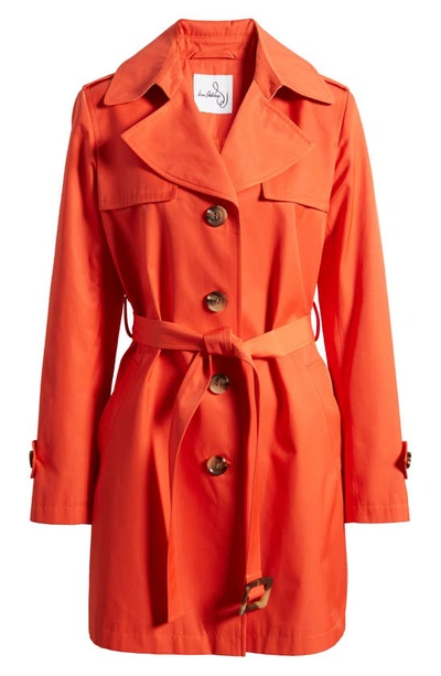 Shop Sam Edelman Water Repellent Cotton Blend Trench Coat In Orange Poppy