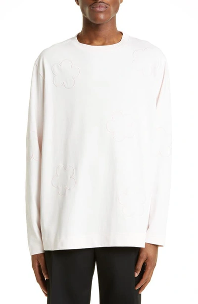 Shop Simone Rocha Daisy Embroidered Long Sleeve T-shirt In Pink