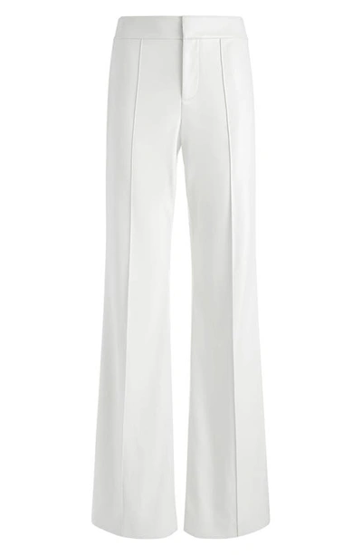 Shop Alice And Olivia Dylan Faux Leather Wide Leg Pants In Ecru