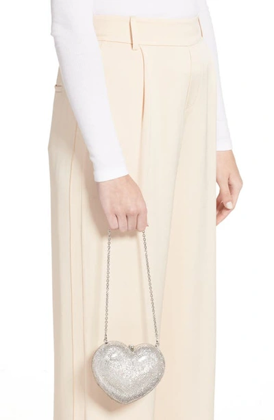 Judith Leiber Lamour Petite Coeur Heart Clutch In Silver Rhine