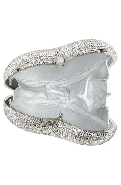Judith Leiber Lamour Petite Coeur Heart Clutch In Silver Rhine