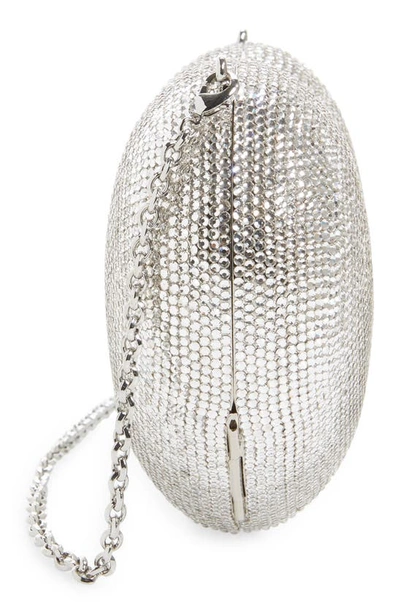 Judith Leiber Lamour Petite Coeur Heart Clutch In Silver Rhine