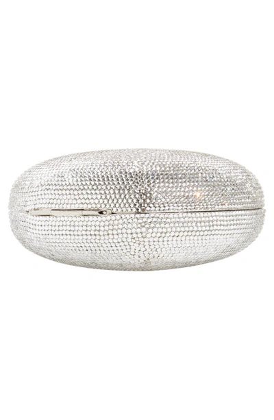 Judith Leiber Lamour Petite Coeur Heart Clutch In Silver Rhine