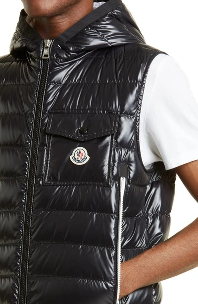 Shop Moncler Ragot Quilted Hooded Down Vest In Black