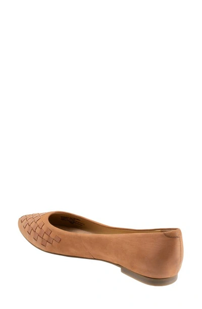 Shop Trotters Estee Woven Flat In Luggage Nubuck