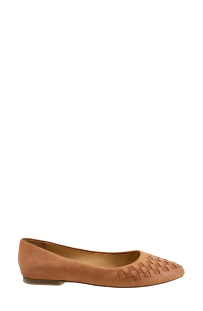 Shop Trotters Estee Woven Flat In Luggage Nubuck