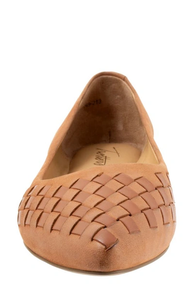 Shop Trotters Estee Woven Flat In Luggage Nubuck