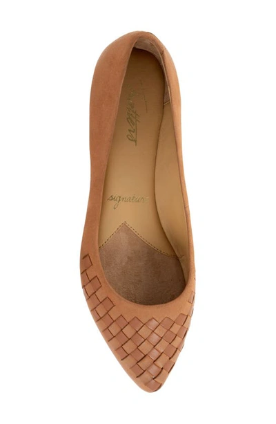 Shop Trotters Estee Woven Flat In Luggage Nubuck