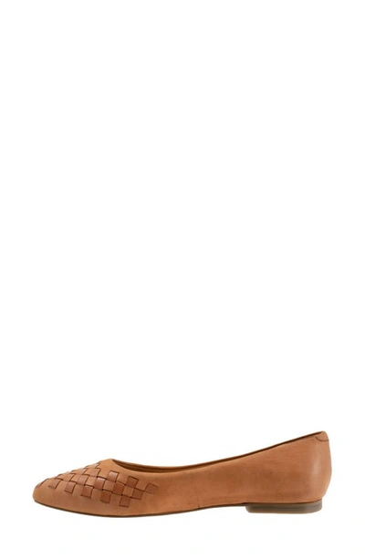 Shop Trotters Estee Woven Flat In Luggage Nubuck