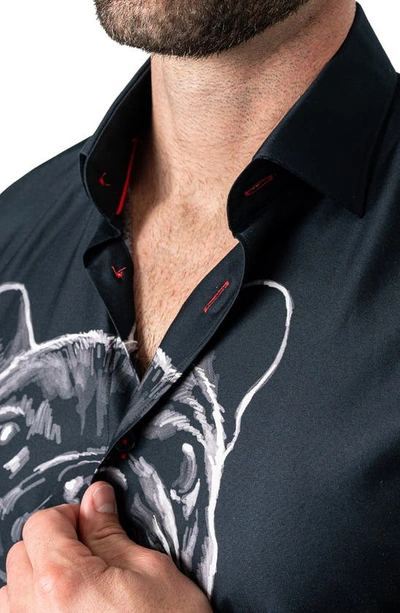 Shop Maceoo Fibonacci Dogfather Cotton Button-up Shirt In Black