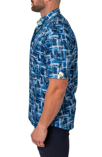 Shop Maceoo Galileo Glaciers Blue Short Sleeve Button-up Shirt