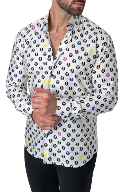 Shop Maceoo Fibonacci Regular Fit Skullcircle White Button-up Shirt