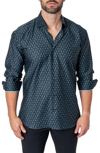 Shop Maceoo Fibonacci Regular Fit Skullinvader Black Button-up Shirt