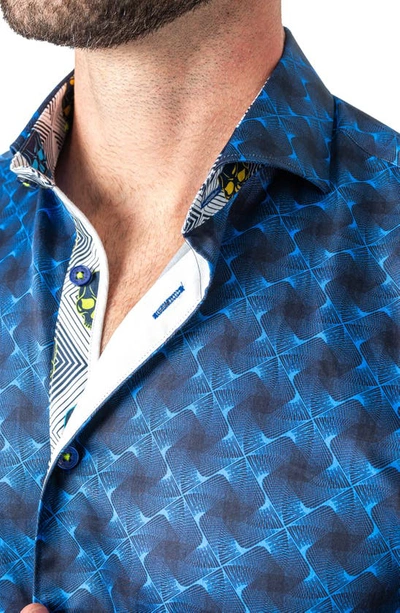 Maceoo Einstein Regular Fit Crossover Blue Button-up Shirt In Blue