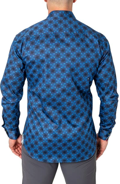 Maceoo Einstein Regular Fit Crossover Blue Button-up Shirt In Blue