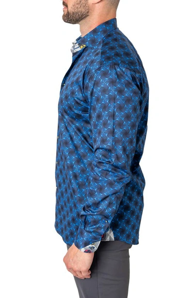 Maceoo Einstein Regular Fit Crossover Blue Button-up Shirt In Blue