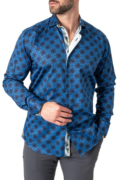 Maceoo Einstein Regular Fit Crossover Blue Button-up Shirt In Blue