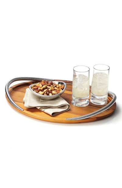 Nambe Braid Serving Tray In Brown