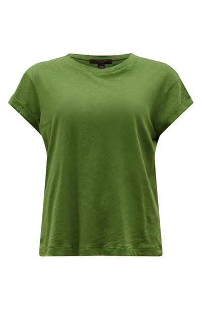 Shop Allsaints Anna Cuff Sleeve Cotton T-shirt In Cactus Green