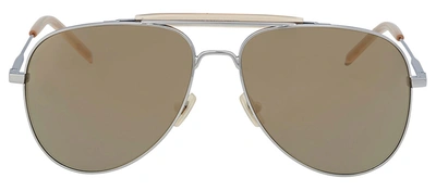 Shop Saint Laurent Sl85 010 Aviator Sunglasses In Gold