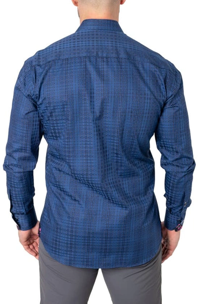 Shop Maceoo Einstein Repeat Square Contemporary Fit Button-up Shirt In Blue