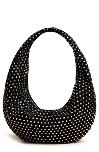 Shop Khaite Medium Olivia Crystal Embellished Suede Hobo Bag In Crystals