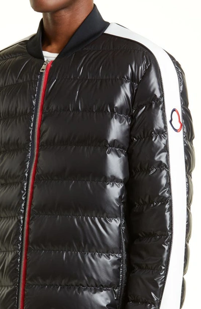 Moncler Arroux Feather Padded Bomber Jacket In Black