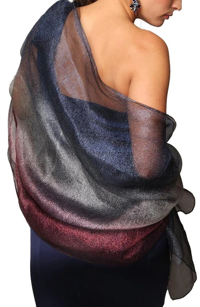 Saachi Ombrè Shimmer Silk Scarf In Black