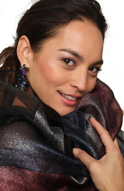 Saachi Ombrè Shimmer Silk Scarf In Black