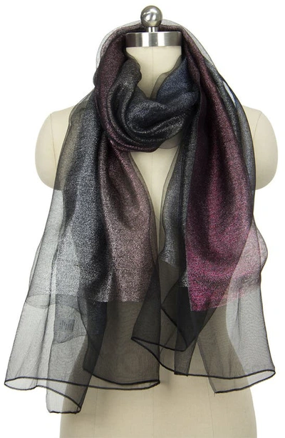 Saachi Ombrè Shimmer Silk Scarf In Black