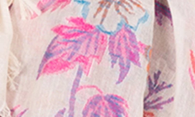 Saachi Happy Fun Times Floral Print Cotton Scarf In Ivory