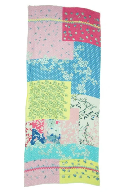 Saachi Happy Floral Print Scarf In White Multi