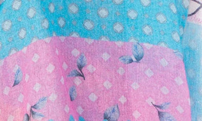 Saachi Happy Floral Print Scarf In White Multi