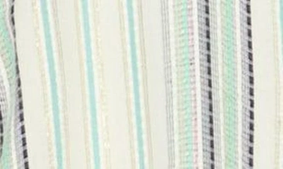 Boho Me Gauze Stripe Print Coverup In White/ Jade