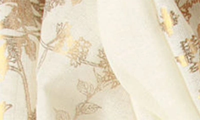 Saachi Metallic Floral Wool Scarf In Ivory