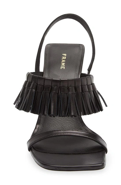 Shop Frame Borrego Leather Tassel Sandal In Noir