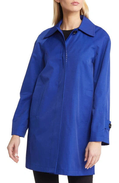 Sam Edelman Mac Water Repellent Cotton Blend Raincoat In Cobalt