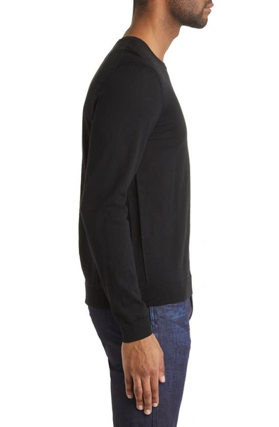 Shop Hugo Boss Leno Virgin Wool Crewneck Sweater In Black