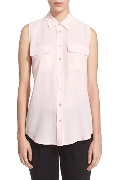 Shop Equipment 'slim Signature' Sleeveless Silk Shirt In Blossom
