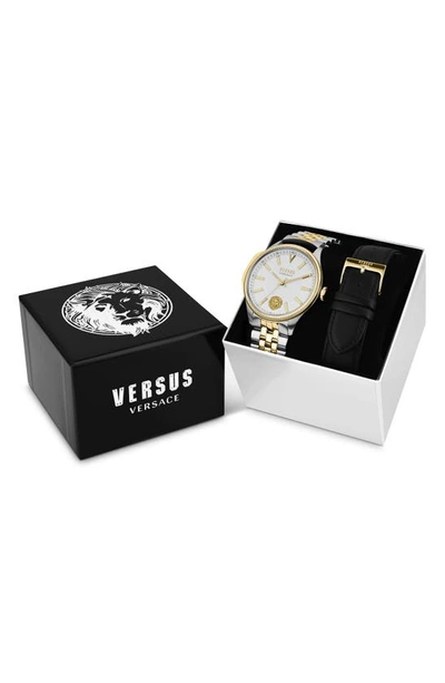 Shop Versus Colonne Two-tone Bracelet & Leather Strap Watch Set, 45mm In Two Tone