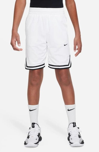 Shop Nike Kids' Dri-fit Dna B-ball Shorts In White/ Black