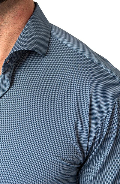 Shop Maceoo Einstein Micropattern Stretch Contemporary Fit Button-up Shirt In Blue