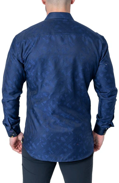 Shop Maceoo Einstein Geo Pattern Contemporary Fit Button-up Shirt In Blue