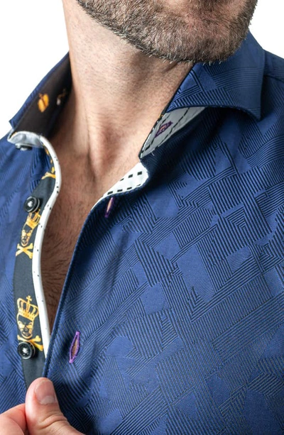 Shop Maceoo Einstein Geo Pattern Contemporary Fit Button-up Shirt In Blue