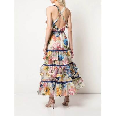 Shop Marchesa Tiered Floral Print Dress In Multi